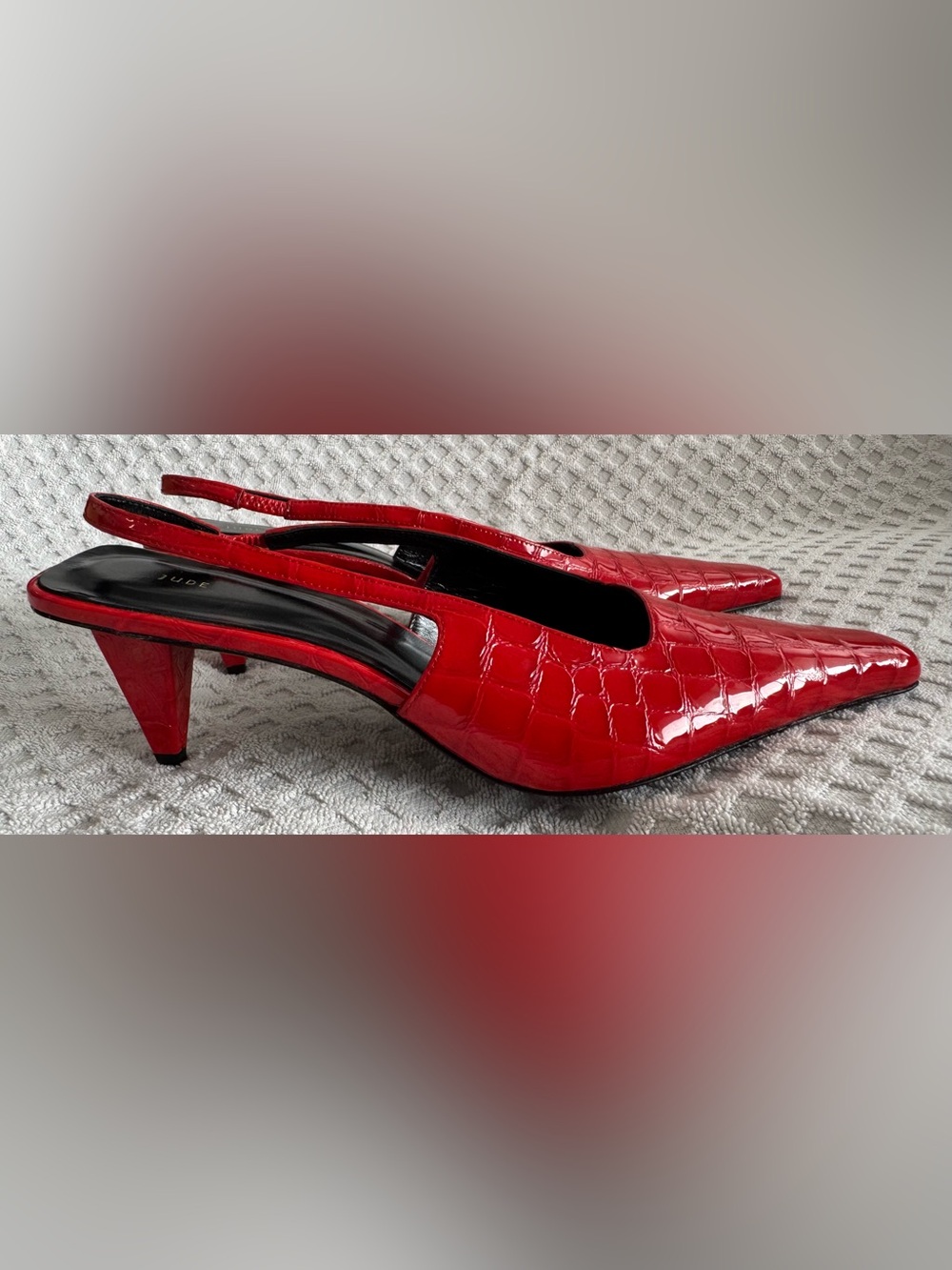 Jude 65mm Iris Slingback Pumps in Red Patent Leather Croc Embossed Size 41 US 11 - Picture 7 of 15